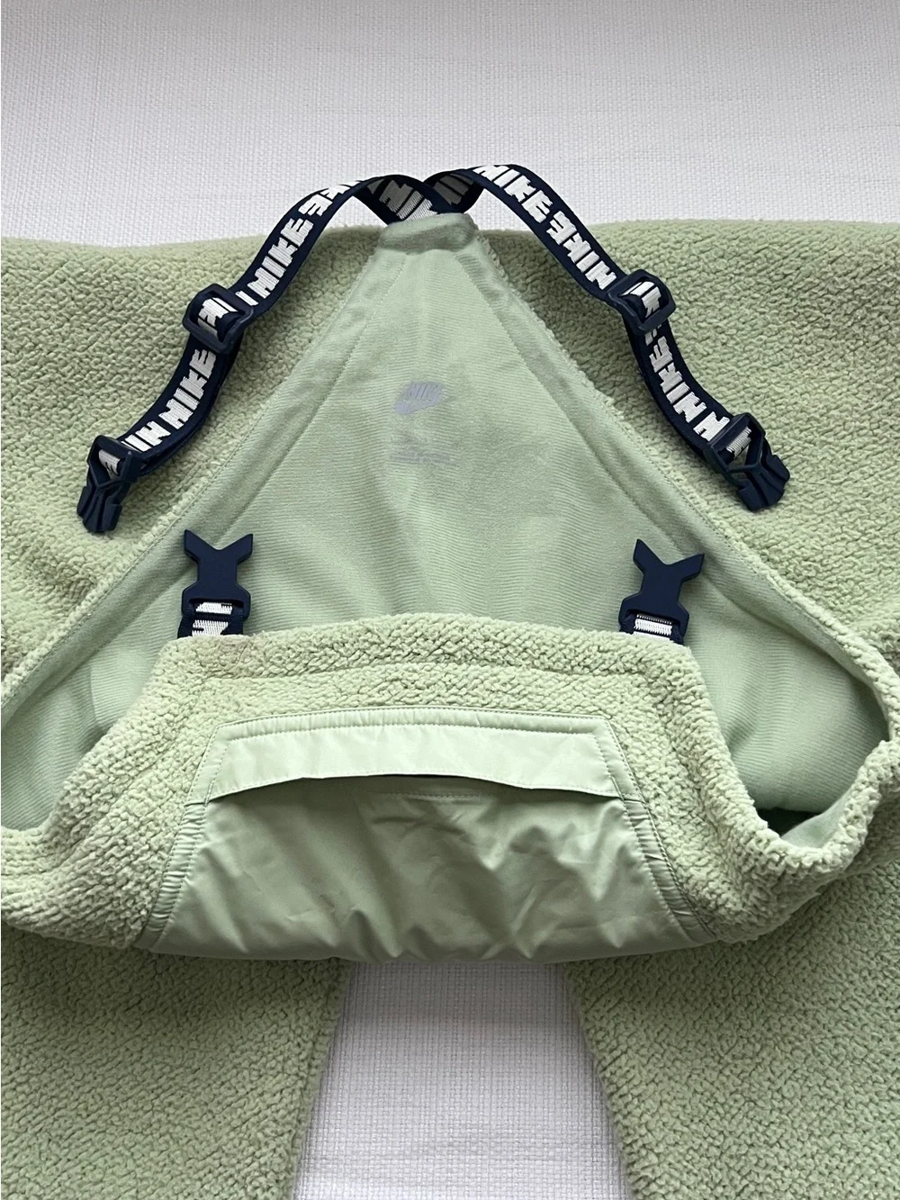 NWOT Nike Olive Green Fleece Overalls Jumpsuit with Branded Straps